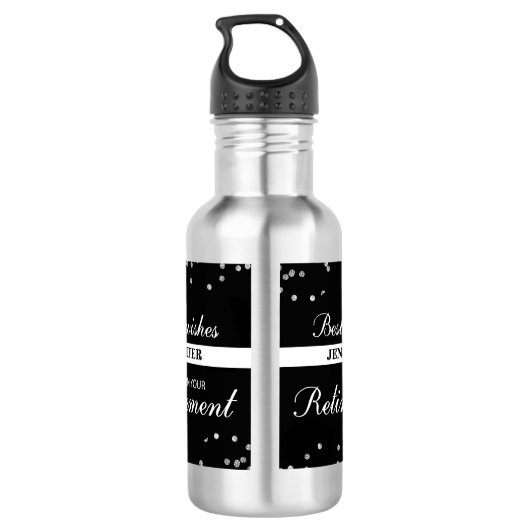 Aangepaste naam, gepensioneerde gefeliciteerd zwar waterfles  (Achterkant)