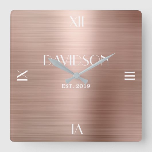 Aangepaste naam gepersonaliseerd acryl metaal gebo vierkante klok (Voorkant)