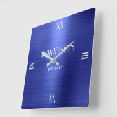 Aangepaste naam gepersonaliseerd acryl metaal gebo vierkante klok (Hoek)