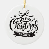 Aangepaste naam Gepersonaliseerde Baby's Eerste Ke Keramisch Ornament (Voorkant)