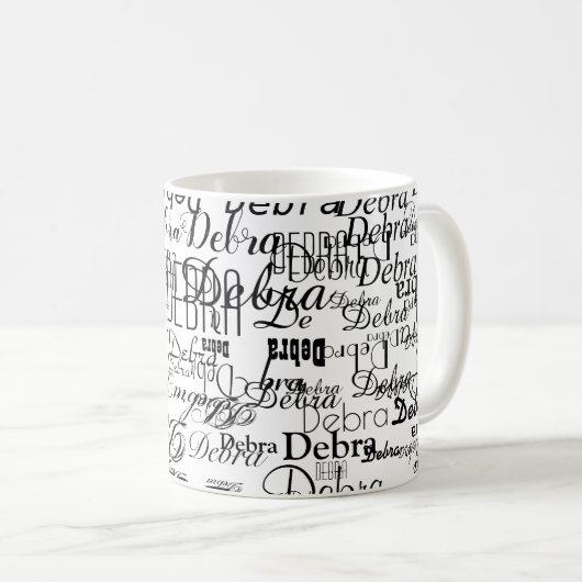 Aangepaste naam . gepersonaliseerde basic wit koffiemok (Voorkant rechts)