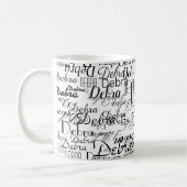 Aangepaste naam . gepersonaliseerde basic wit koffiemok (Links)
