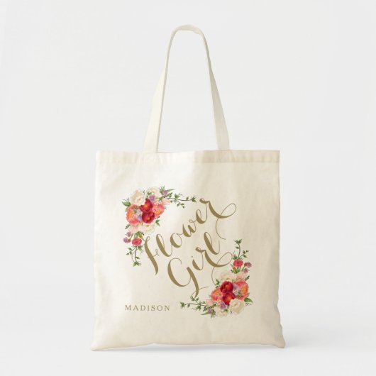 Aangepaste naam gepersonaliseerde bloem meisje gif tote bag (Voorkant)