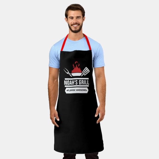 Aangepaste naam gepersonaliseerde meme BBQ Black C Schort (Gedragen)