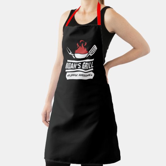 Aangepaste naam gepersonaliseerde meme BBQ Black C Schort (Insitu)