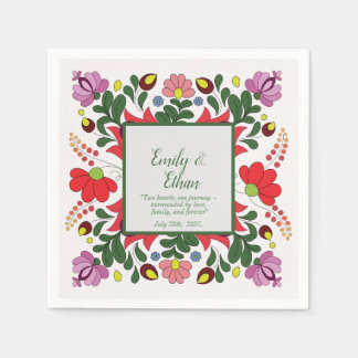 Aangepaste naam / Gepersonaliseerde Retro Folk / H Servet