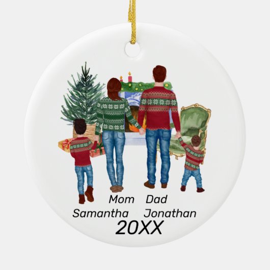 Aangepaste naam Gepersonaliseerde Waterverf Keramisch Ornament (Achterkant)