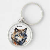 Aangepaste naam gepersonaliseerde wolfskop sleutelhanger (Voorkant)