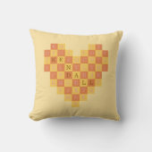 Aangepaste Naam Geruite Hart Letter Puzzel Kussen (Voorkant)