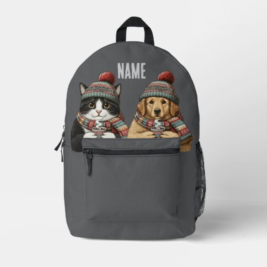 Aangepaste naam Geschat jaar Kat Hond Bedrukte Rugzak (Voorkant)
