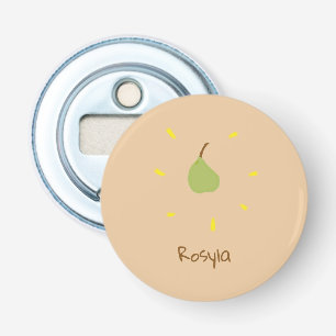 Aangepaste naam geschilderd peer op bruin button flesopener