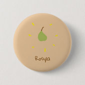 Aangepaste naam geschilderd peer op bruin ronde button 5,7 cm (Voorkant)