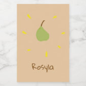 Aangepaste naam geschilderd peer op bruin voedselcontainer etiket (Enkel label)