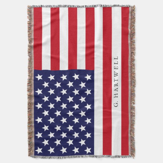 Aangepaste naam gestileerde Amerikaanse vlag Deken (Voorkant Verticaal)
