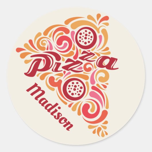 Aangepaste naam gestileerde pizza stickers (Voorkant)