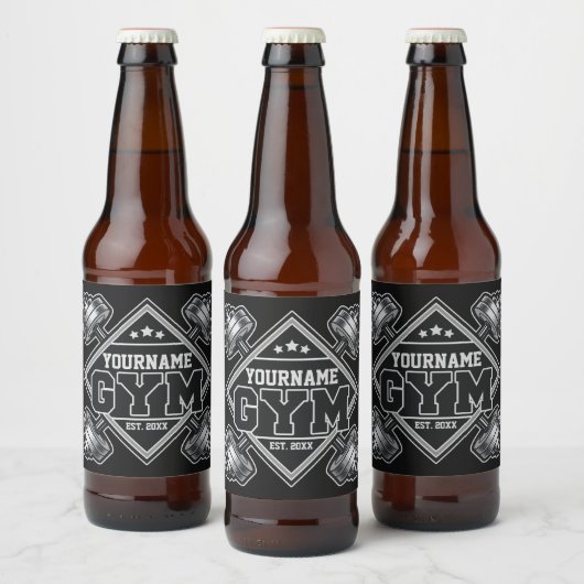 Aangepaste NAAM Gewichtheffen Thuis Crossfit Gym Bier Etiket (Flessen)