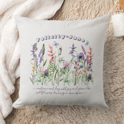 Aangepaste naam Gezegde Quote Butterfly Wildflower Kussen (Deken)