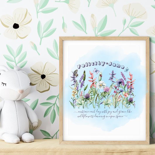 Aangepaste naam Gezegde Quote Butterfly Wildflower Perfect Poster