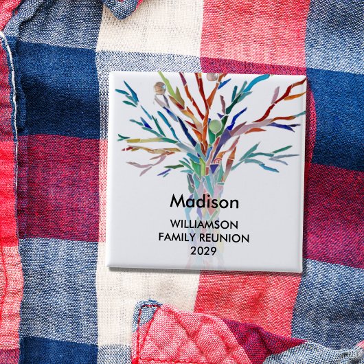 Aangepaste naam gezinsherenigingsbadge vierkante button 5,1 cm