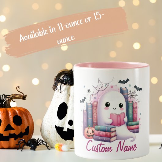 Aangepaste naam Ghost Reader Halloween Tweekleurige Koffiemok