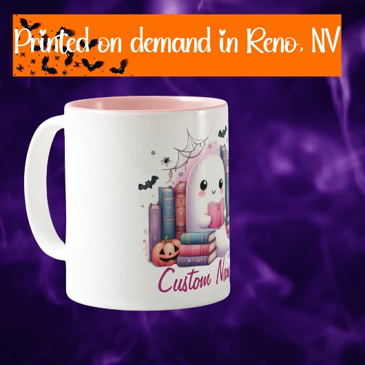Aangepaste naam Ghost Reader Halloween Tweekleurige Koffiemok