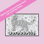 Aangepaste naam Giant Cat Mandala Floral Coloring Poster