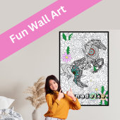 Aangepaste naam Giant Horse Bloemen Kleurplaten Po Poster