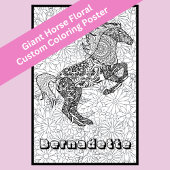 Aangepaste naam Giant Horse Bloemen Kleurplaten Po Poster
