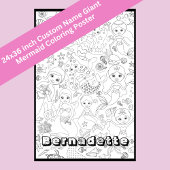 Aangepaste naam Giant Mermaid Kinderen Kleurplaten Poster