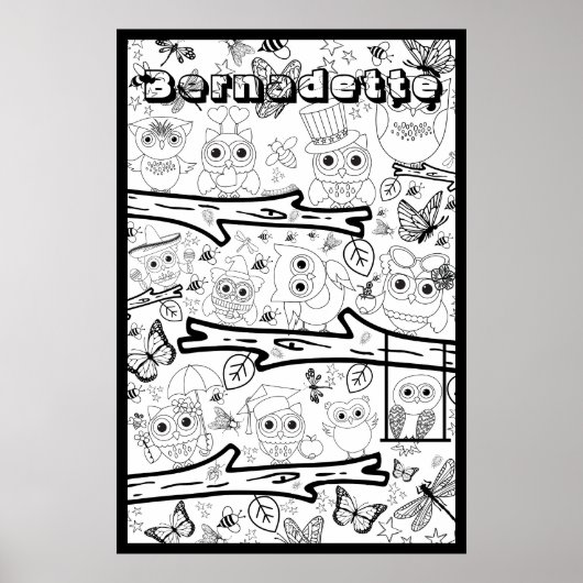 Aangepaste naam Giant Uil Kleurplaten Posters voor (Voorkant)