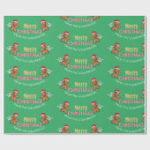 Aangepaste naam Gingerbread Man Vrolijk Kerstfeest Cadeaupapier (Vlak)