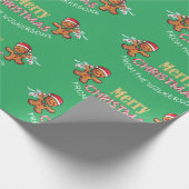 Aangepaste naam Gingerbread Man Vrolijk Kerstfeest Cadeaupapier (Hoek)