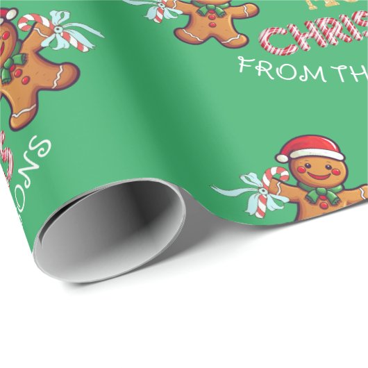 Aangepaste naam Gingerbread Man Vrolijk Kerstfeest Cadeaupapier (Rol Hoek)