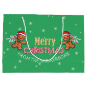 Aangepaste naam Gingerbread Man Vrolijk Kerstfeest Groot Cadeauzakje (Achterkant)