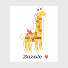 Aangepaste naam Giraffe en vogelgele rode laptop Sticker