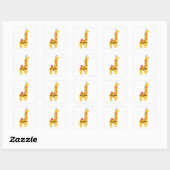 Aangepaste naam Giraffe & Vogel Bloemen Geel Rood Vierkante Sticker (Vel)
