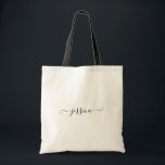 Aangepaste naam Girly Black Script Bruidsmeisje Tote Bag<br><div class="desc">Custom Name Simple Vrouwelijke Girly Black Script Canvas tas Geweldig cadeau idee voor uw bruidsmeisjes,  vrienden en familie.</div>