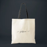 Aangepaste naam Girly Black Script Bruidsmeisje Tote Bag<br><div class="desc">Custom Name Simple Vrouwelijke Girly Black Script Canvas tas Geweldig cadeau idee voor uw bruidsmeisjes,  vrienden en familie.</div>