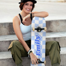 Aangepaste naam Girly Blue White Checker Patroon