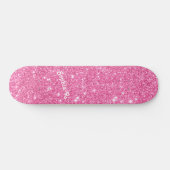 Aangepaste naam Girly Faux Pink Glitter Persoonlijk Skateboard (Horizontaal)