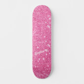 Aangepaste naam Girly Faux Pink Glitter Persoonlijk Skateboard (Voorkant)