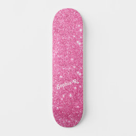 Aangepaste naam Girly Faux Pink Glitter Persoonlijk Skateboard