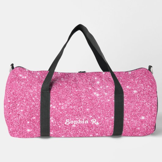 Aangepaste naam Girly Faux Pink Glitter Plunjezak (Voorkant)