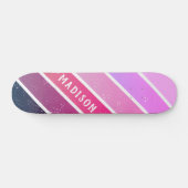 Aangepaste naam Girly Pink Paarse Stripes Persoonlijk Skateboard (Horizontaal)