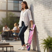 Aangepaste naam Girly Pink Paarse Stripes Persoonlijk Skateboard