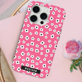 Aangepaste naam Girly Pink White Flower Pattern Case-Mate iPhone Case
