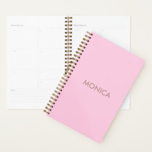 Aangepaste naam girly roze planner (Display)