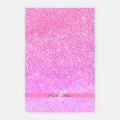 Aangepaste Naam Glamour Girl Hot Pink Glitter Post-it® Notes (Voorkant)
