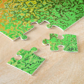 Aangepaste naam glanzende gele groene verloopkunst legpuzzel (Zijkant)