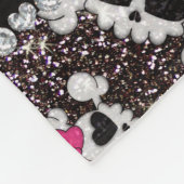 Aangepaste naam glitter black skulls roze bogen fleece deken (Hoek)